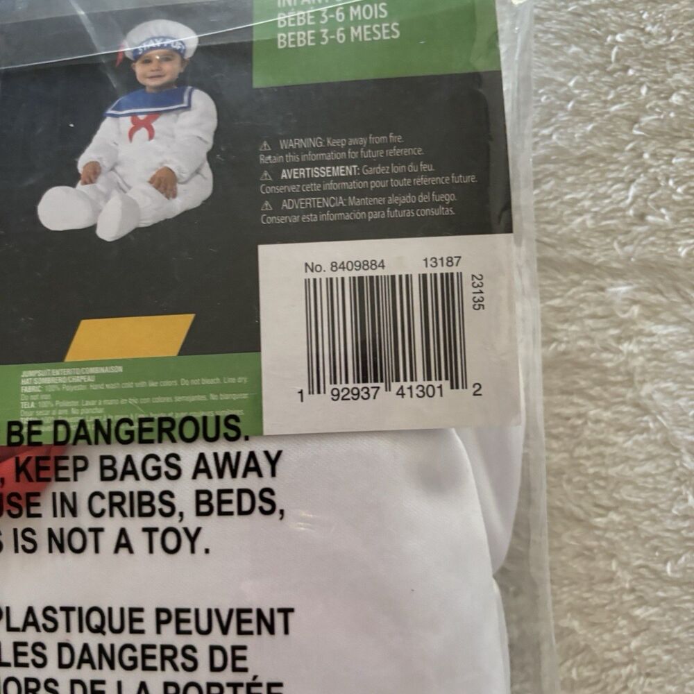 Ghostbusters Costume Infant 3-6 Months Stay Puft Marshmallow Man Infant NEW - Picture 5 of 5